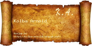 Kolba Arnold névjegykártya